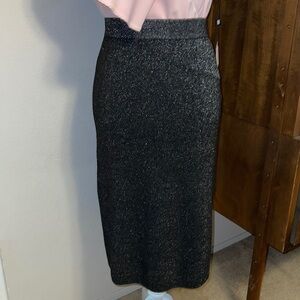 Nordstrom Halogen Black Side Slit Metallic Knit